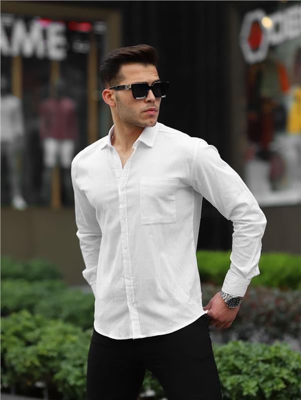 Tek Cepli Şile Bezi Gömlek - Mavi - Justyol