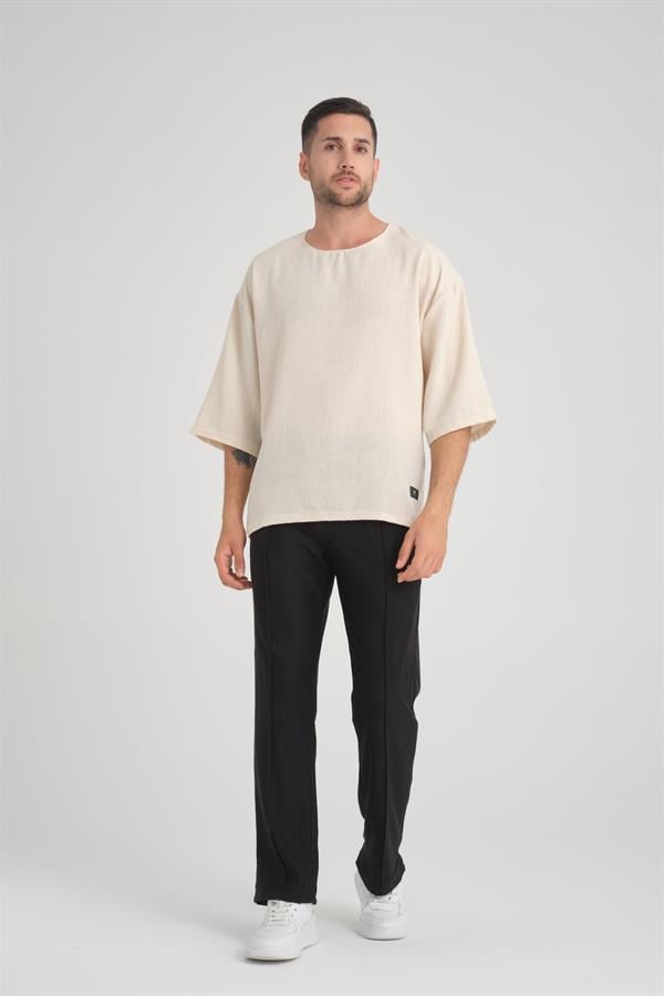 bisiklet yaka fakir kol oversize kisa kol t - Justyol