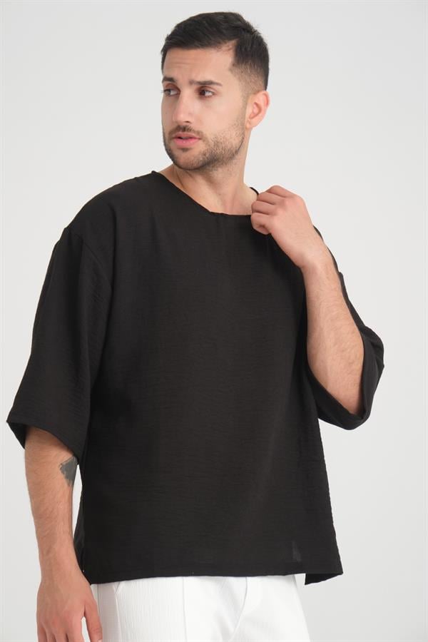 bisiklet yaka fakir kol oversize kisa kol t - Justyol