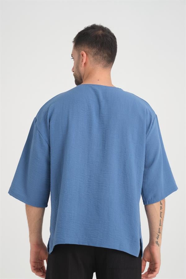 bisiklet yaka fakir kol oversize kisa kol t - Justyol