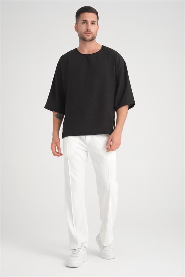 bisiklet yaka fakir kol oversize kisa kol t - Justyol