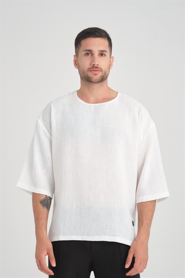 bisiklet yaka fakir kol oversize kisa kol t - Justyol