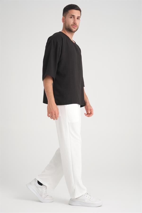 bisiklet yaka fakir kol oversize kisa kol t - Justyol