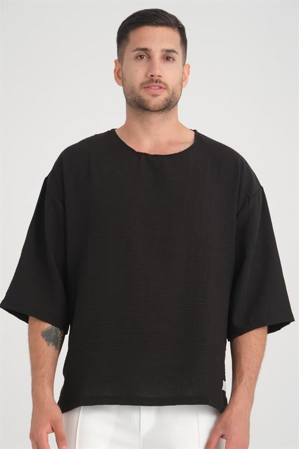 Bisiklet Yaka Fakir Kol Oversize Kısa Kol T-shirt - Justyol