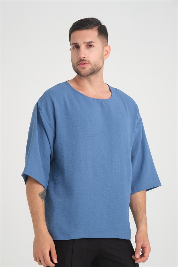 bisiklet yaka fakir kol oversize kisa kol t - Justyol