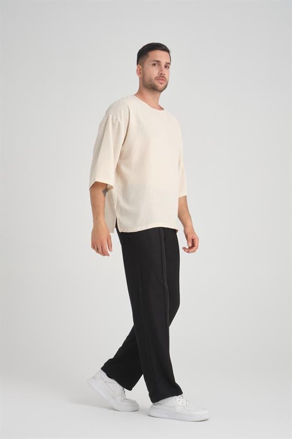 bisiklet yaka fakir kol oversize kisa kol t - Justyol