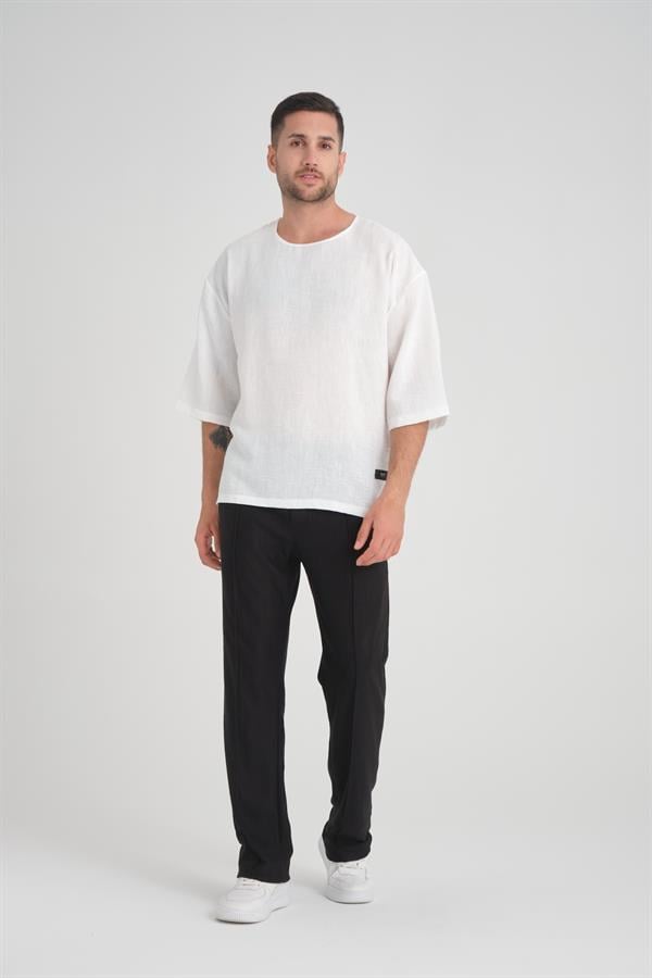 bisiklet yaka fakir kol oversize kisa kol t - Justyol