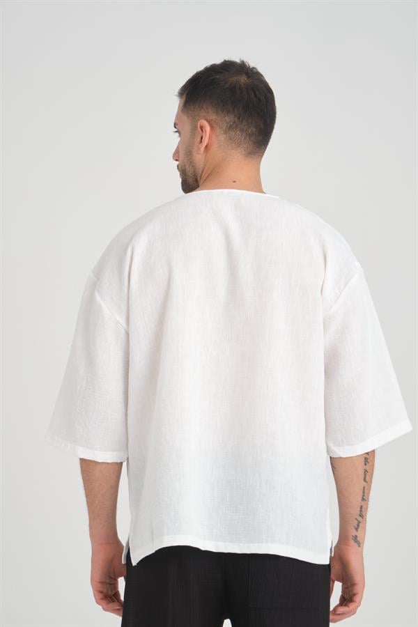 Bisiklet Yaka Fakir Kol Oversize Kısa Kol T-shirt - Justyol