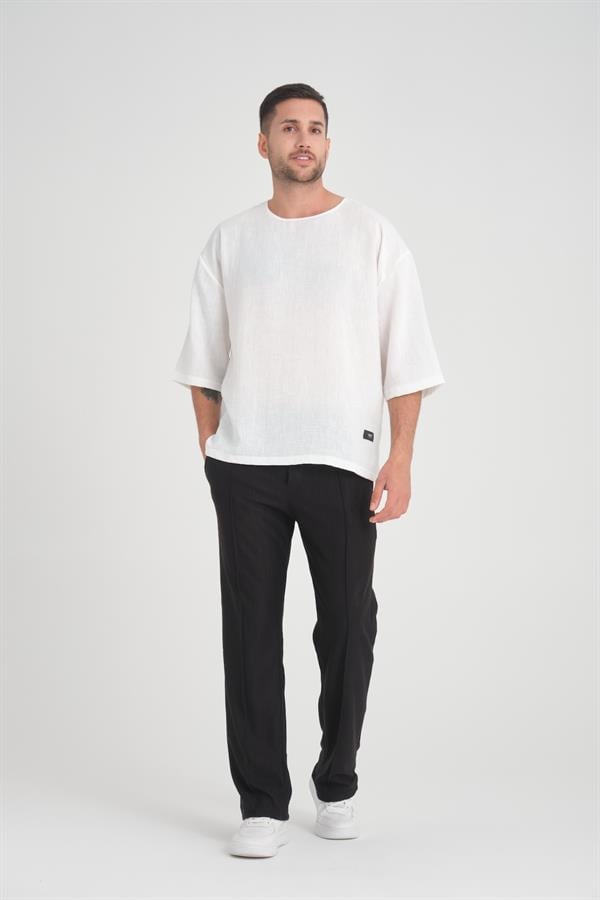bisiklet yaka fakir kol oversize kisa kol t - Justyol