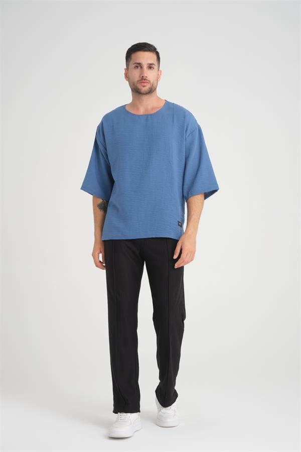 bisiklet yaka fakir kol oversize kisa kol t - Justyol