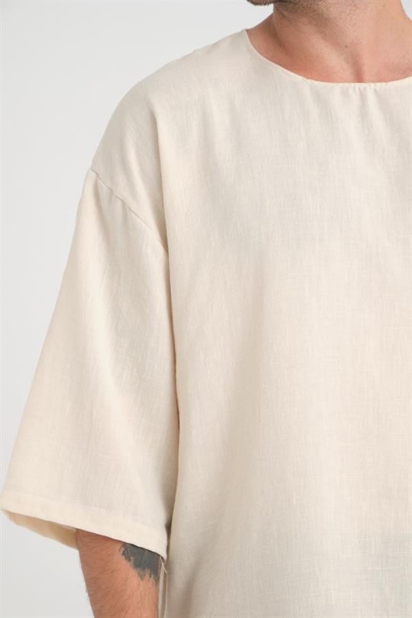 Bisiklet Yaka Fakir Kol Oversize Kısa Kol T-shirt - Justyol