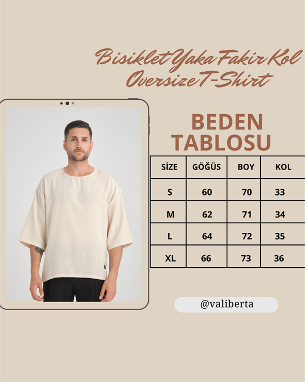 Bisiklet Yaka Fakir Kol Oversize Kısa Kol T-shirt - Justyol