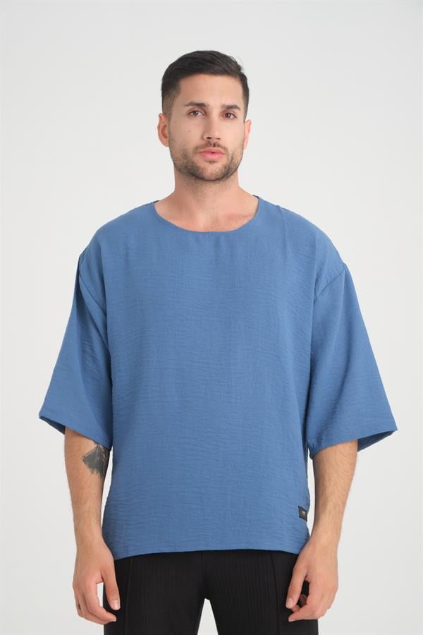 bisiklet yaka fakir kol oversize kisa kol t - Justyol