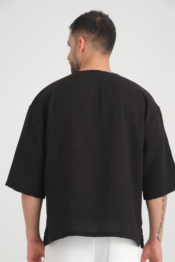 bisiklet yaka fakir kol oversize kisa kol t - Justyol