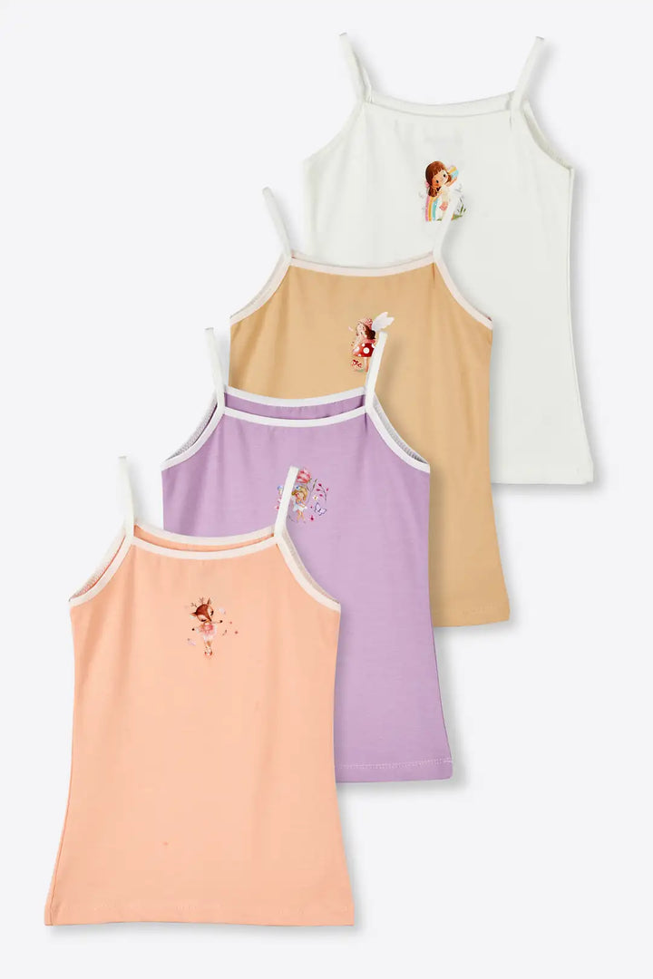 Lot de 4 Débardeurs Fille en Coton Confortables
