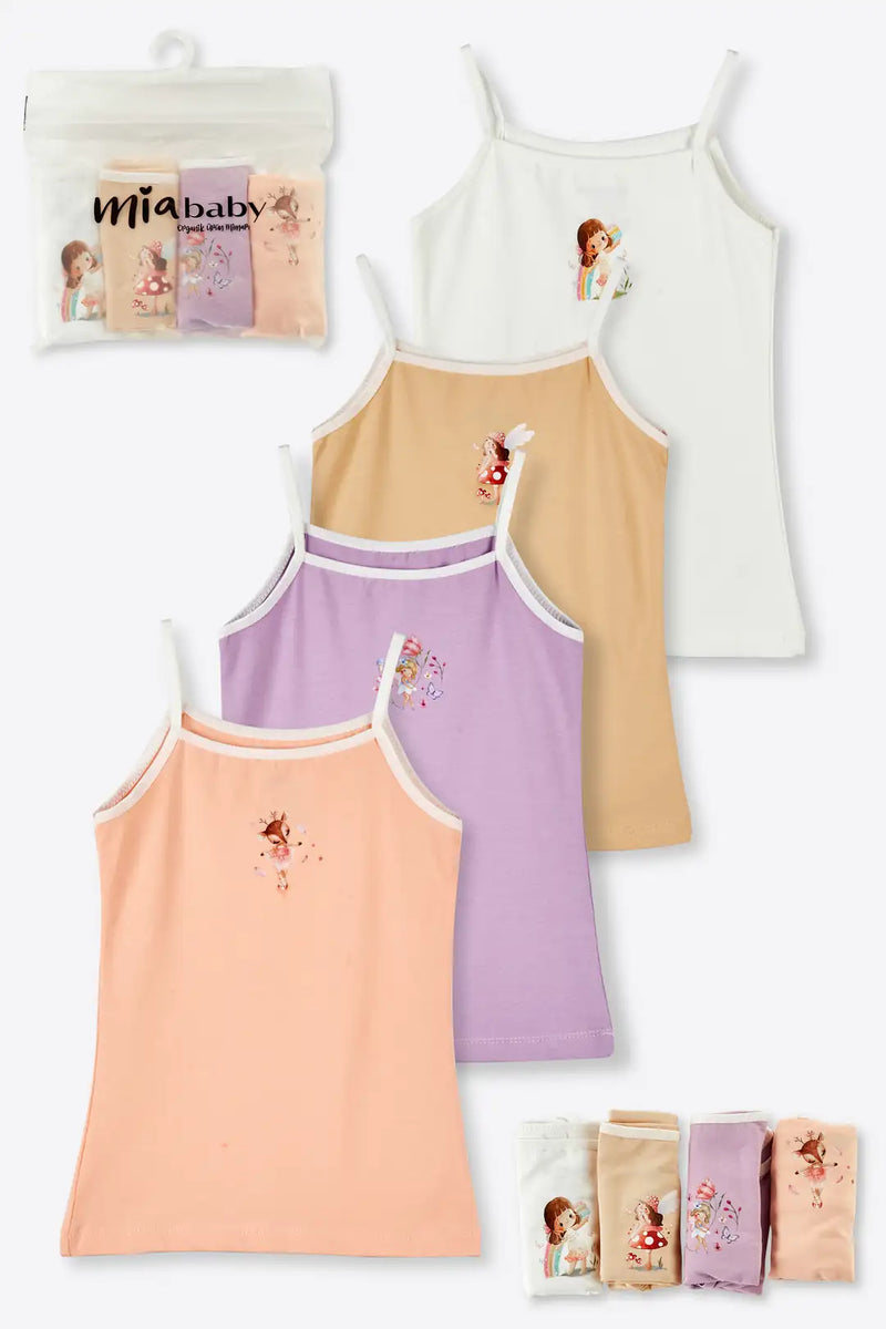 Lot de 4 Débardeurs Fille en Coton Confortables