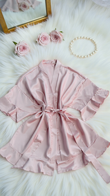 Robe 405 -Graceful Satin Ruffle Kimono Robe Erotica