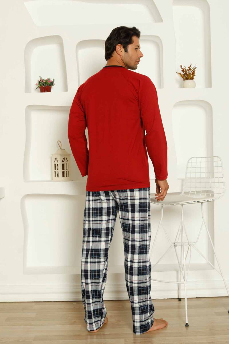 dreamy ekoseli kisa kollu v yaka cepli erkek pijama takimi - Justyol