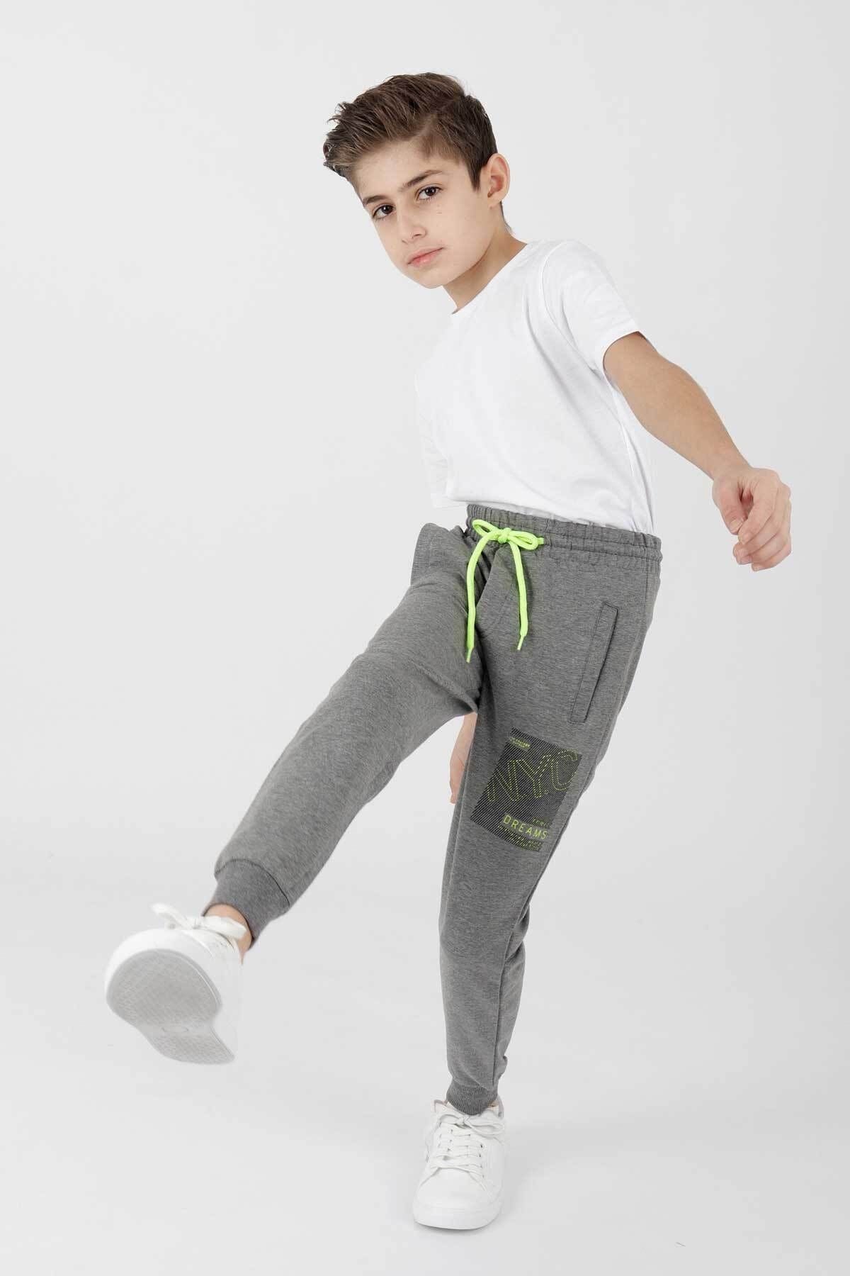 <tc>Pantalon de survêtement avec poignets néon NYC pour garçon Ahenk Kids AK2093</tc>