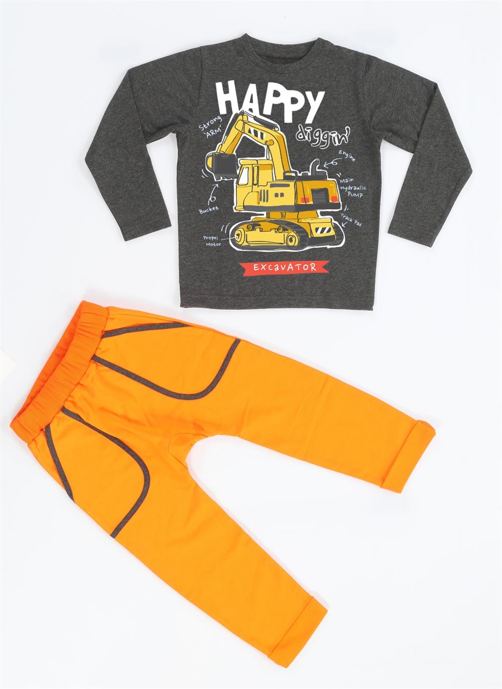 ensemble pantalon + t-shirt bulldozer pour garçon