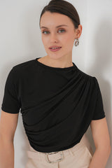 <tc>Blouse Sandy à manches courtes avec détails de fronces - 945</tc>