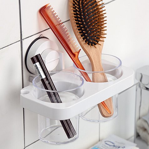 Porte-Brosse à Dents Mural Double pour Couple - Rangement Salle de Bain Sans Perçage (DEHUB)