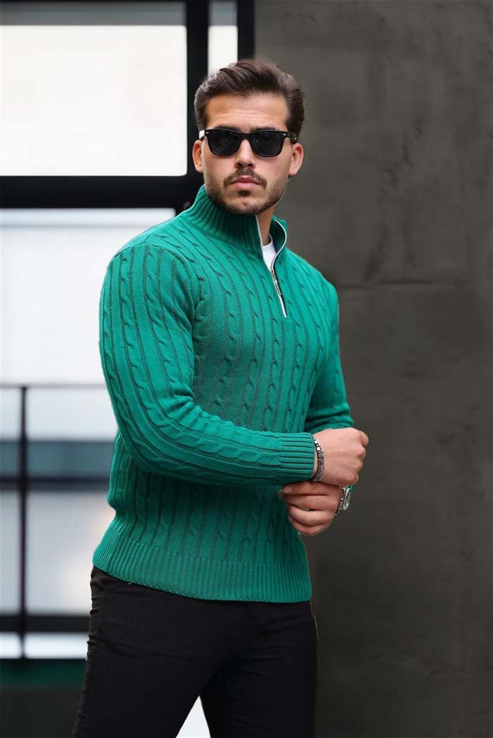 Pull Homme Bardem Maille Torsadée Demi-Zip