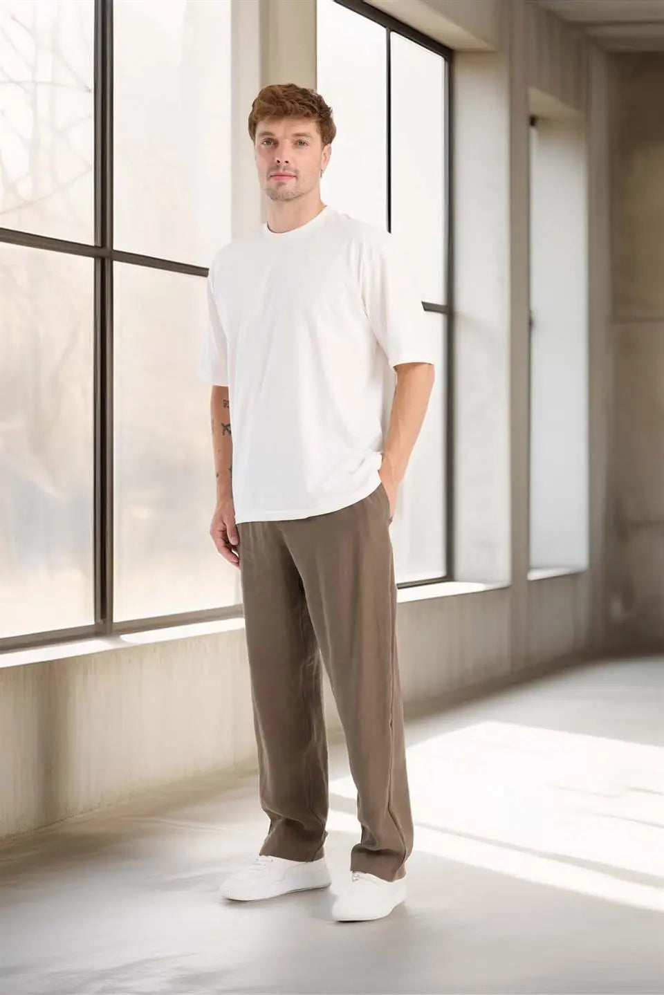 modal kumaş rahat kalip düz paça jogger erkek pantolon - Justyol