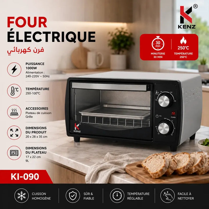 Kenz Four Électrique 9 L 1000 W avec Minuterie