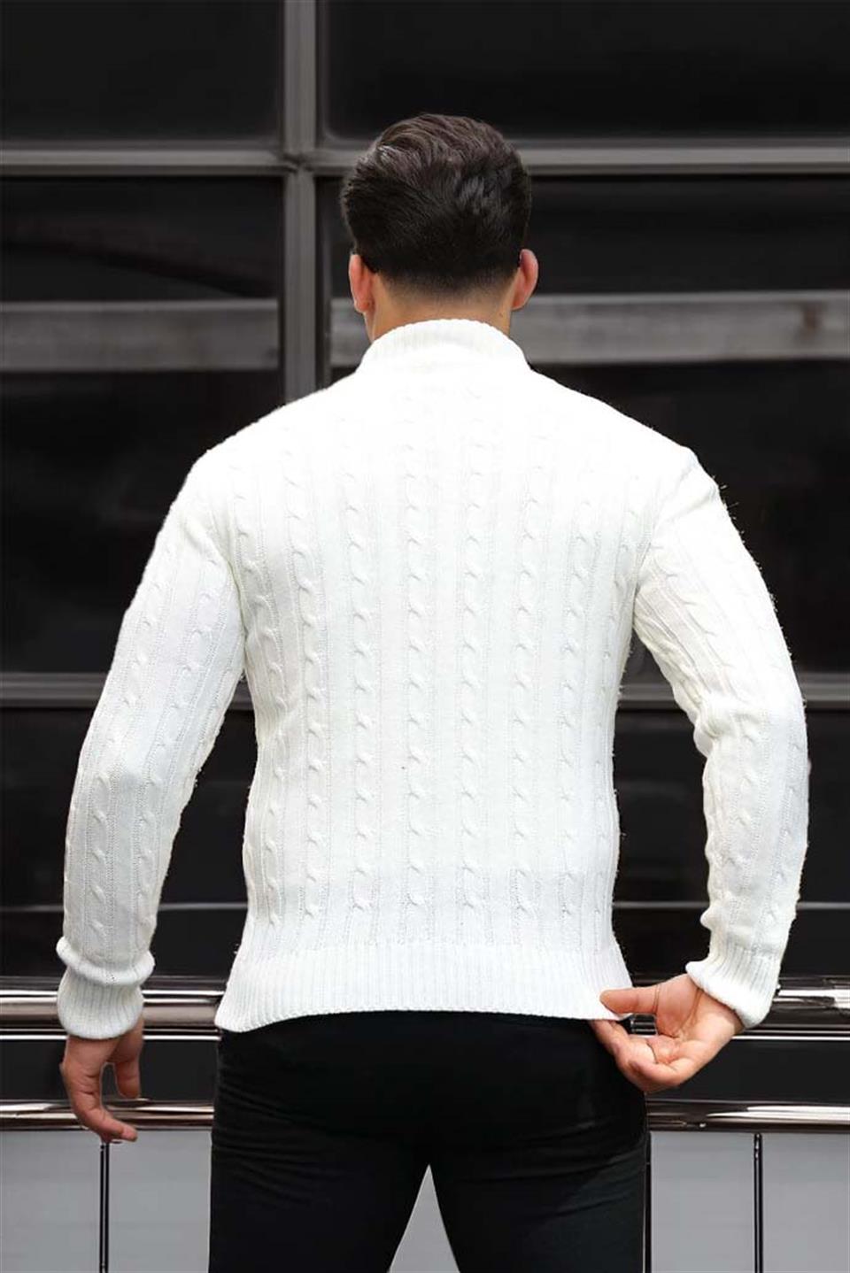 Pull Homme Bardem Maille Torsadée Demi-Zip