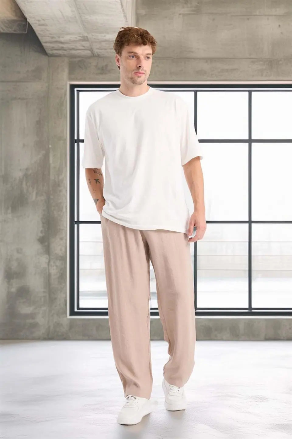 modal kumaş rahat kalip düz paça jogger erkek pantolon - Justyol