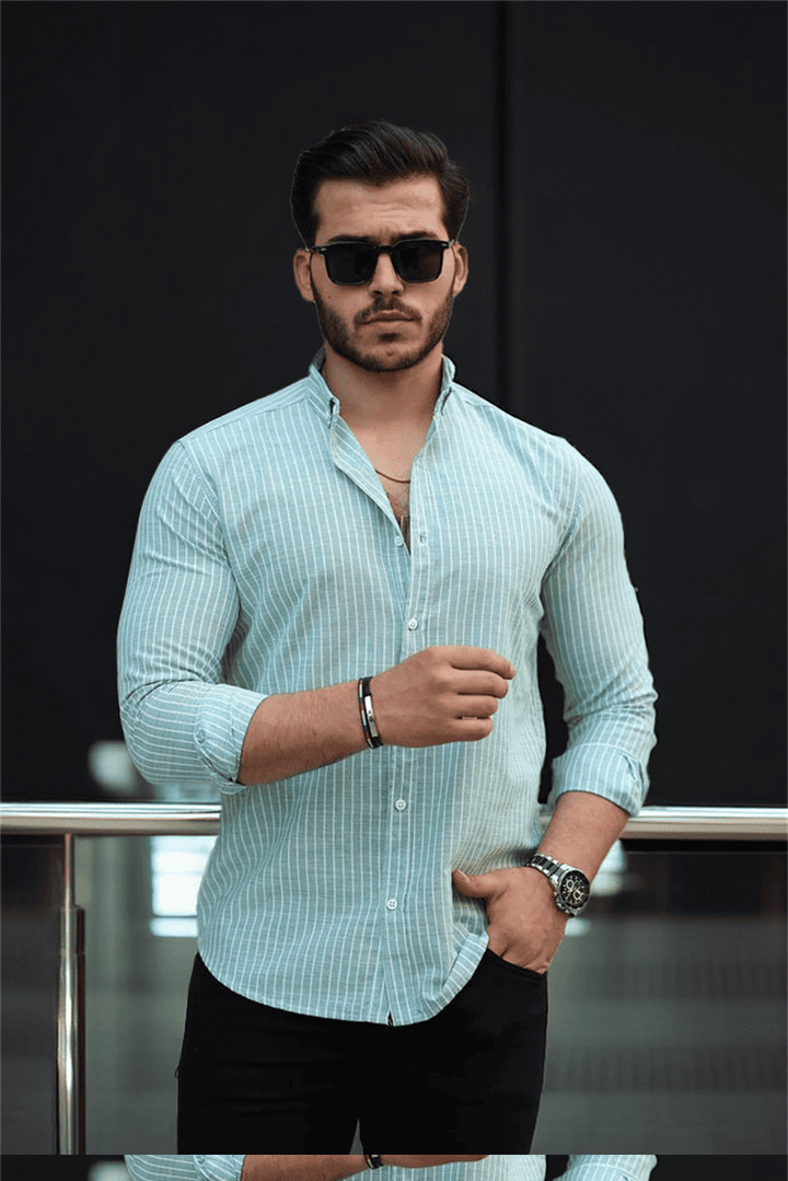 Chemise homme rayée en coton manches longues Carina