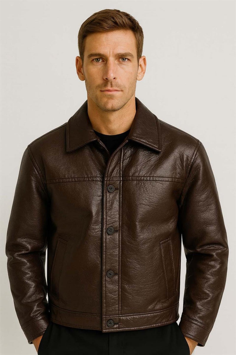 Veste Homme Denzel Effet Cuir Boutonnée