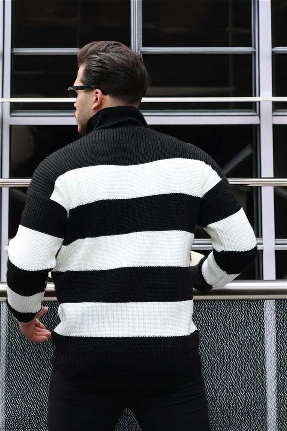 Pull Homme Pedro Rayé Demi-Zip en Maille Selanik