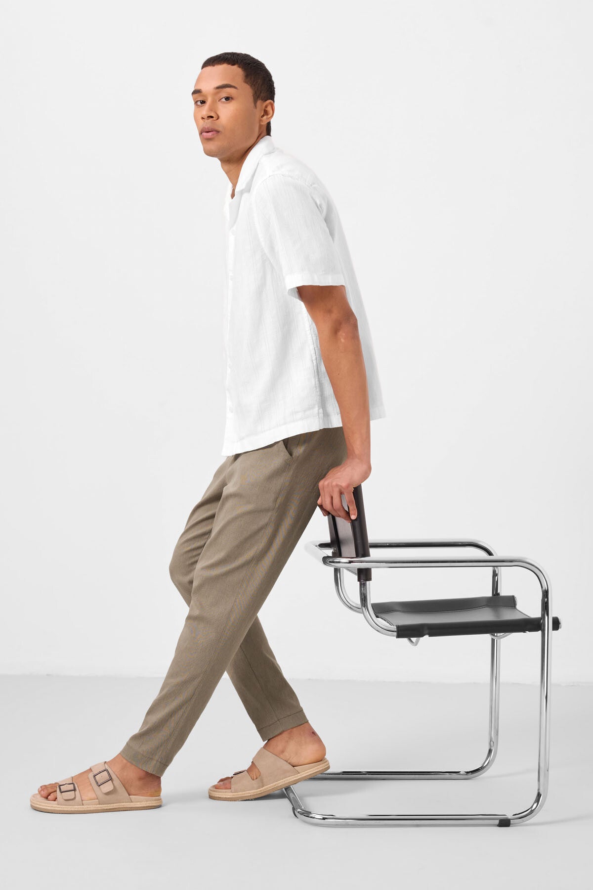 standart fit dokuma hafif esnek chino erkek pantolon - 82180 - Justyol