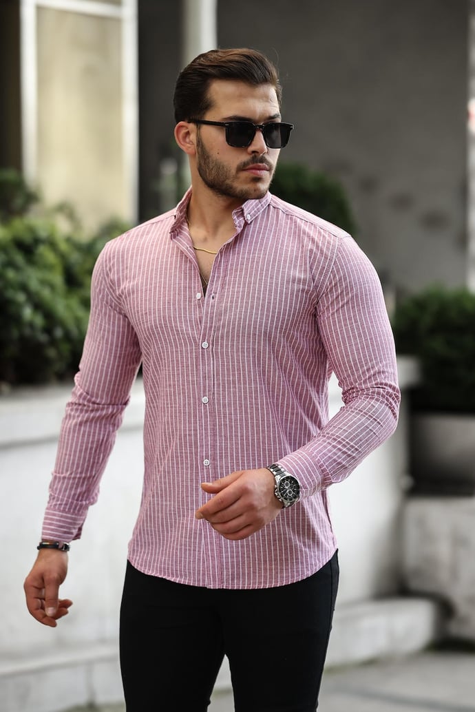 respirant élégant quotidien carina rayé coton homme chemise