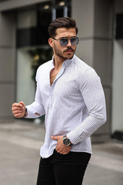 Carina Çizgili Pamuklu Uzun Kol Gömlek - Justyol