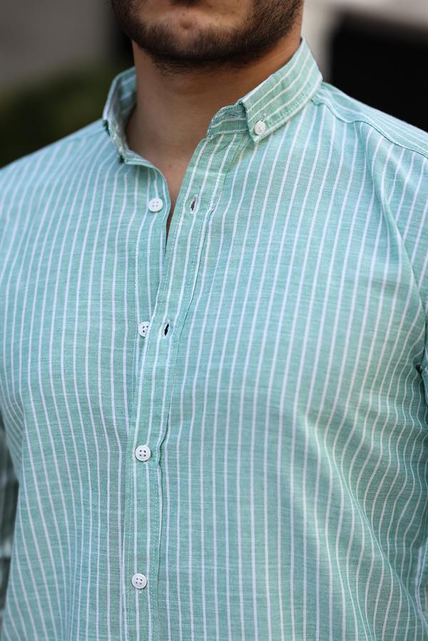 Carina Çizgili Pamuklu Uzun Kol Gömlek - Justyol