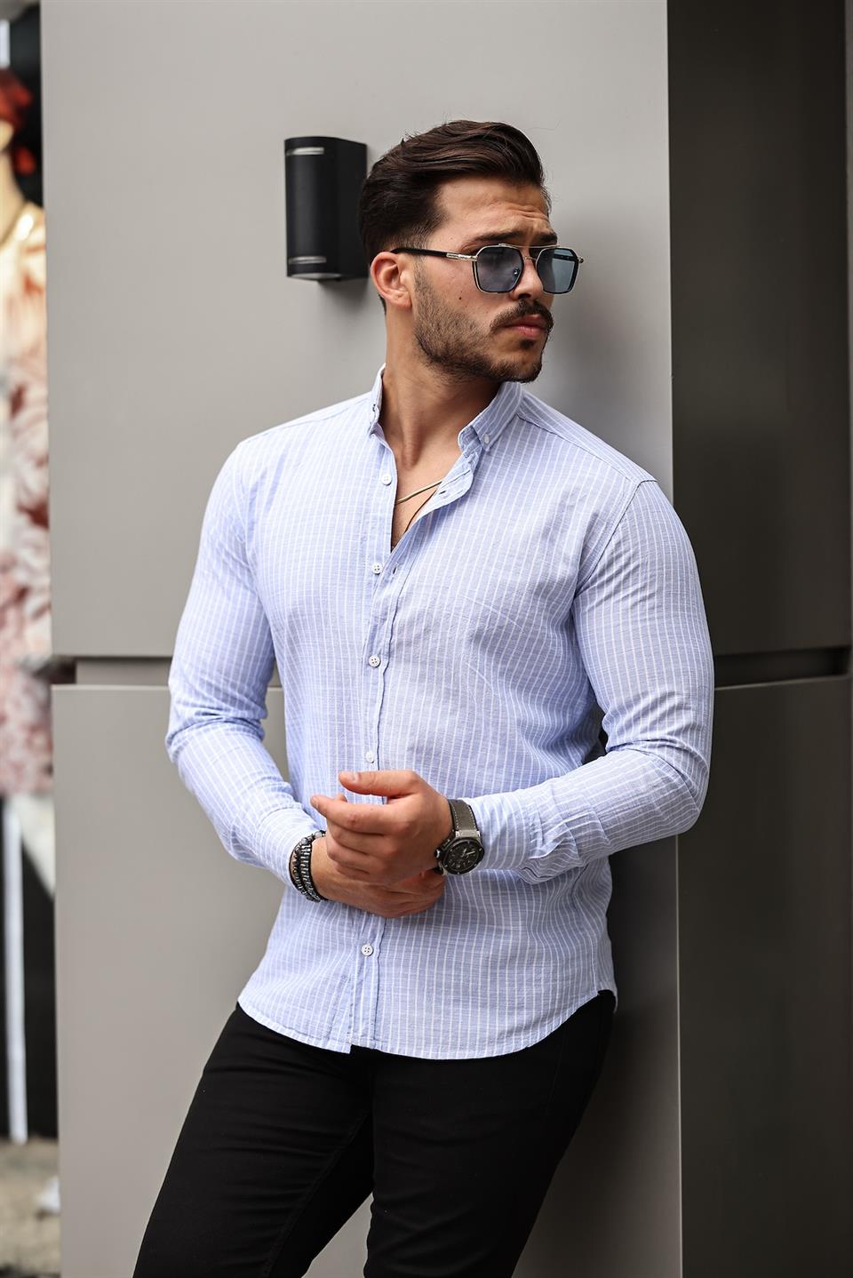 Carina Çizgili Pamuklu Uzun Kol Gömlek - Justyol