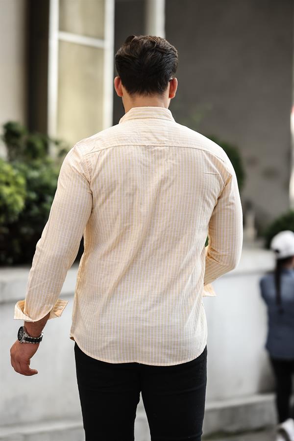 Carina Çizgili Pamuklu Uzun Kol Gömlek - Justyol