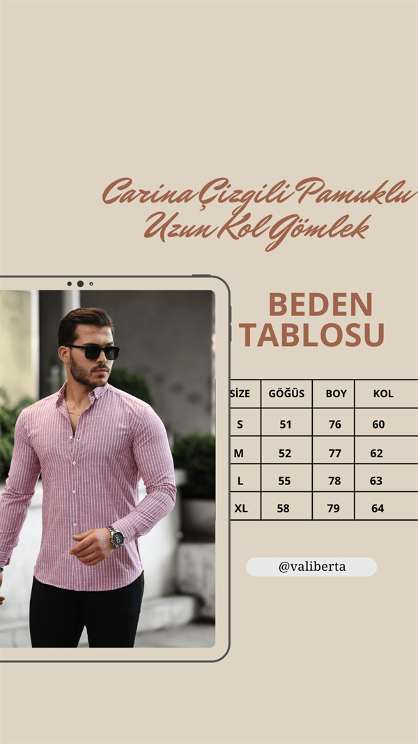 Carina Çizgili Pamuklu Uzun Kol Gömlek - Justyol