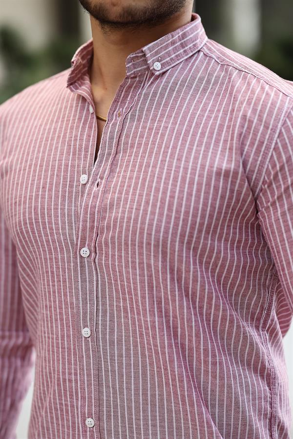 Carina Çizgili Pamuklu Uzun Kol Gömlek - Justyol