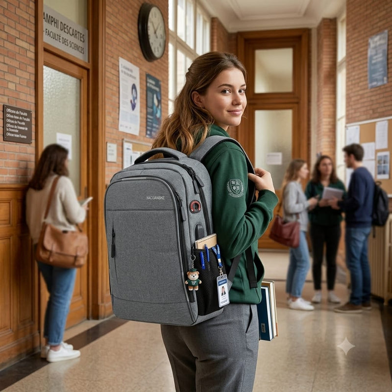 Sac à dos d'affaires USB multifonctionnel - Cartable d'ordinateur, business loisirs, voyage, cartable étudiant avec port USB-44CM/31CM