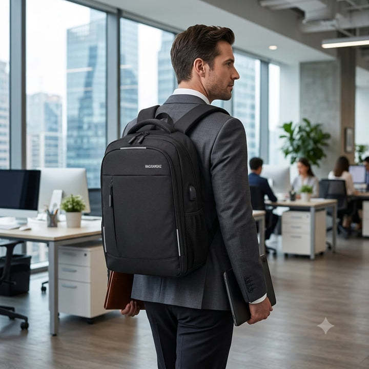 Sac à dos d'affaires USB multifonctionnel - Cartable d'ordinateur, business loisirs, voyage, cartable étudiant avec port USB-44CM/31CM