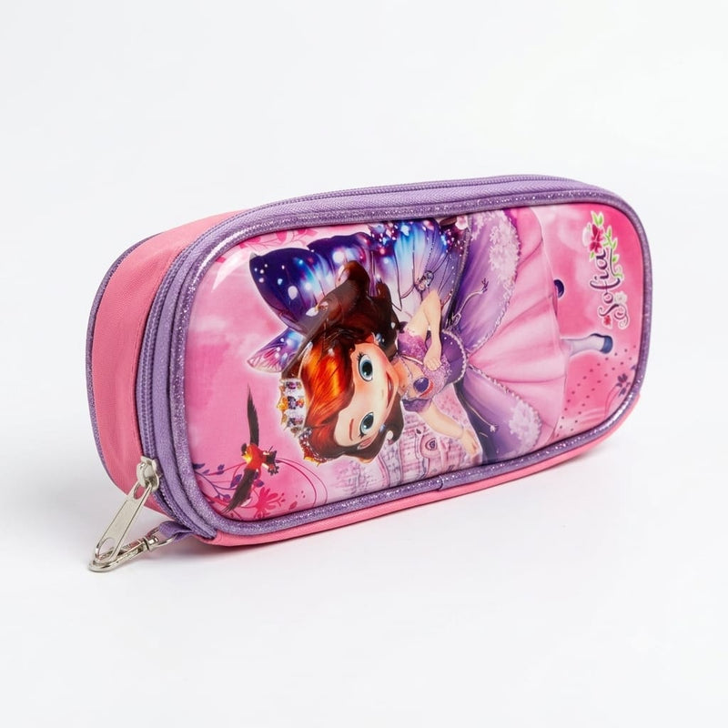 cartable à Dos Scolaire 3D Ensemble 3 pièces princesse féerique Sofia pour fille-qualité superieure – Sac à dos, sac à bandoulière et trousse de 6ans à 12ans primaire 40CM/30CM
