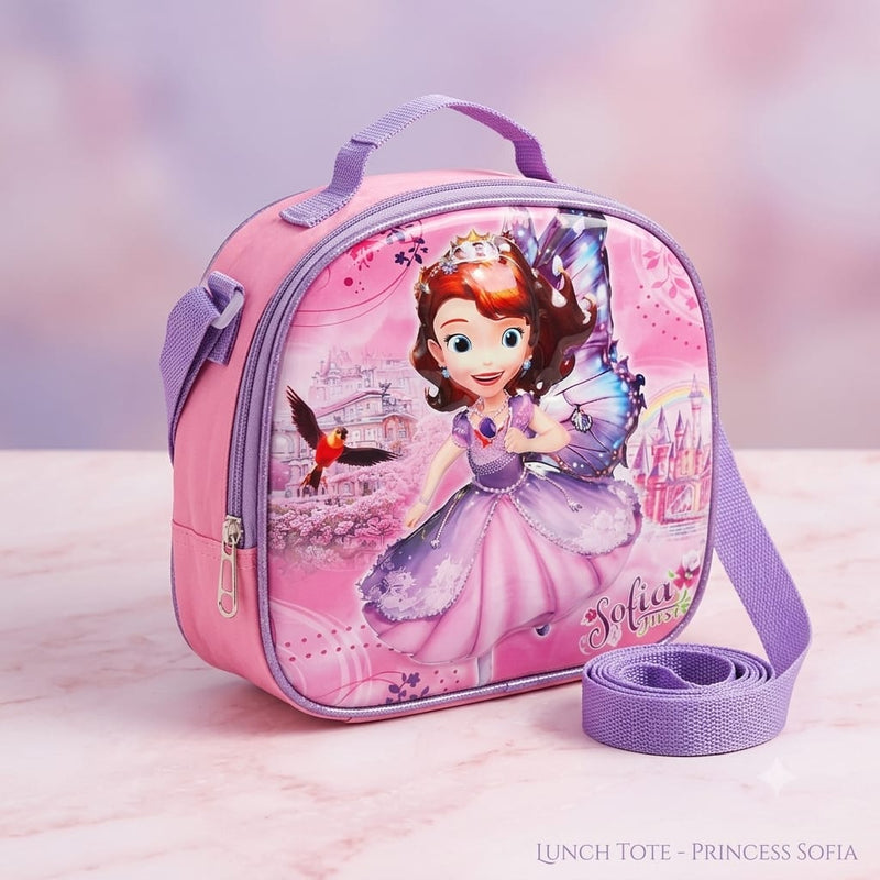 cartable à Dos Scolaire 3D Ensemble 3 pièces princesse féerique Sofia pour fille-qualité superieure – Sac à dos, sac à bandoulière et trousse de 6ans à 12ans primaire 40CM/30CM