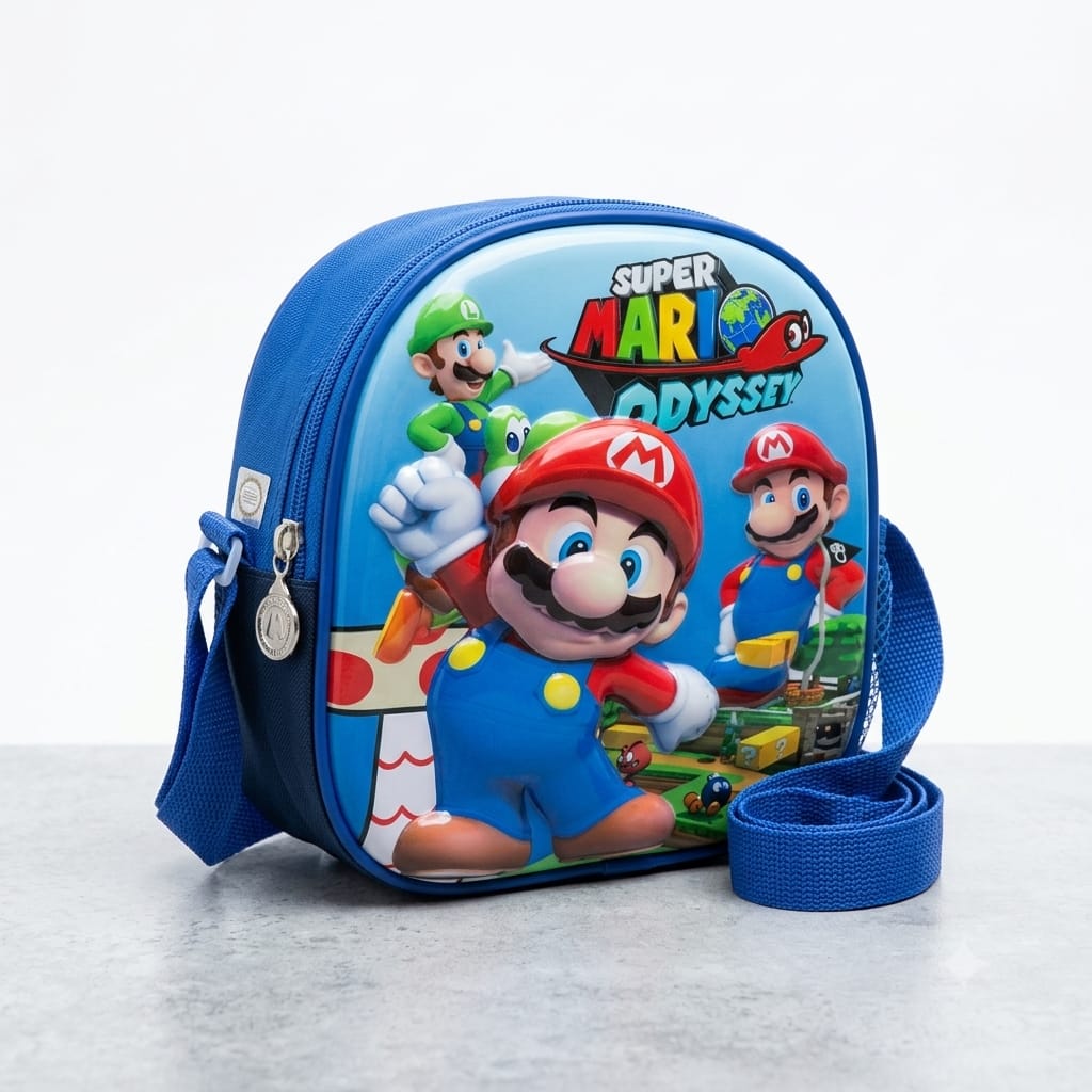 Cartable scolaire 3 pièces Super Mario Odyssey avec sac à dos à roulettes pour garçon-qualité superieure – Sac à dos, sac à bandoulière et trousse de 6ans à 12ans primaire 40CM/30CM