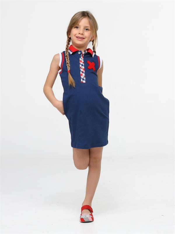 <tc>"Robe pour fille Casa à col polo, couleur marine"</tc>