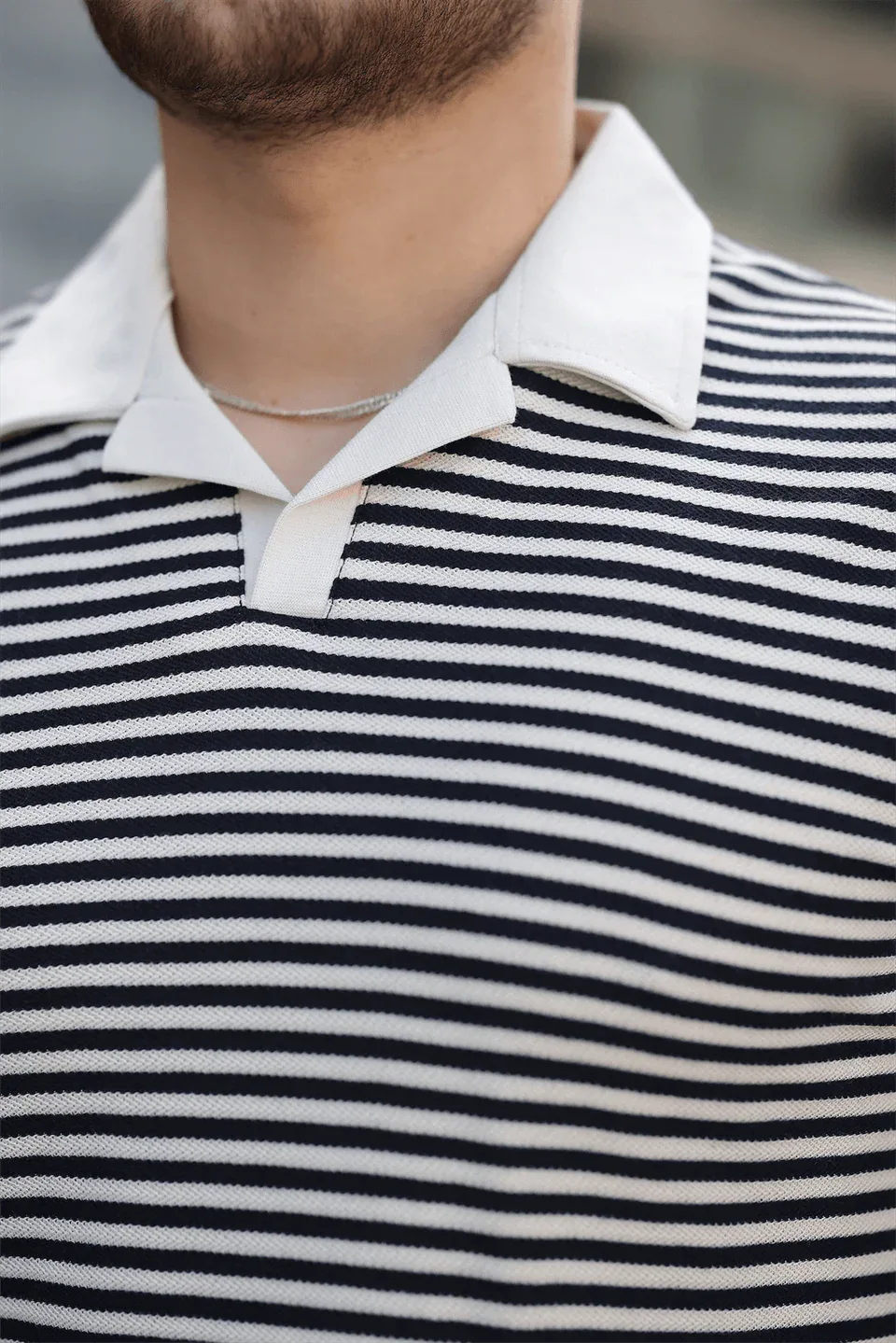 polo homme à rayures tricotées confortable - Justyol