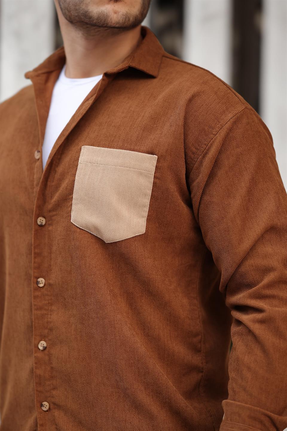 chemise velours côtelé homme à poches - Justyol